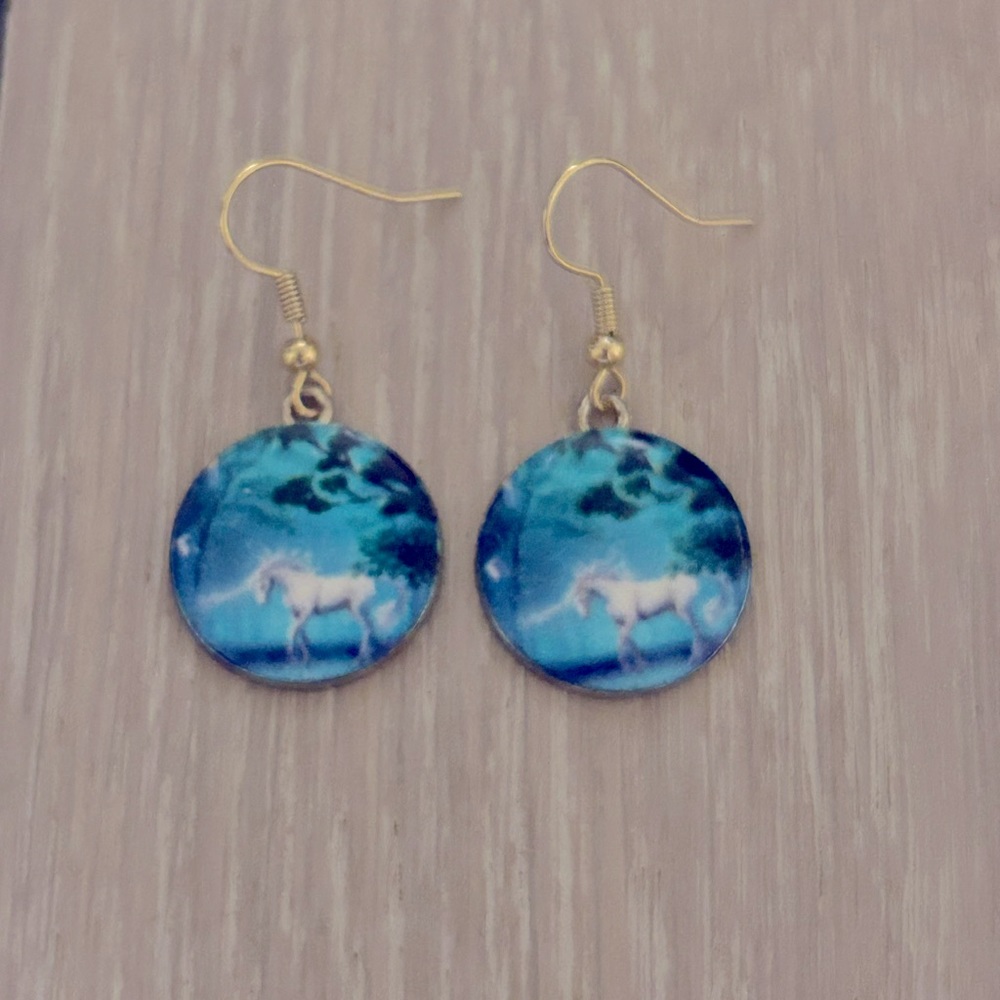 Unicorn In The Forest Drop Earrings